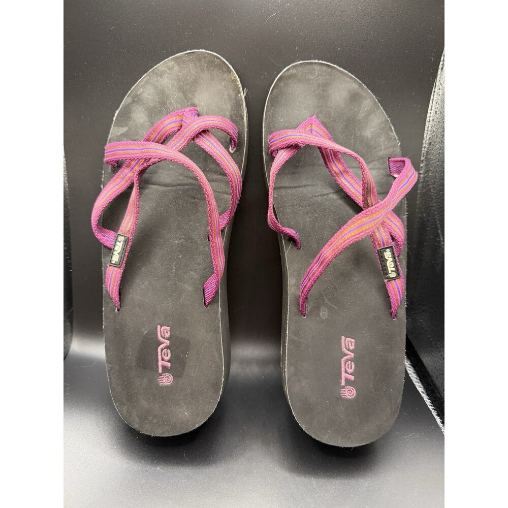 Teva Olowahu Sandals Womens Size 9W Purple Pink Flip Flops Beach Vacation
